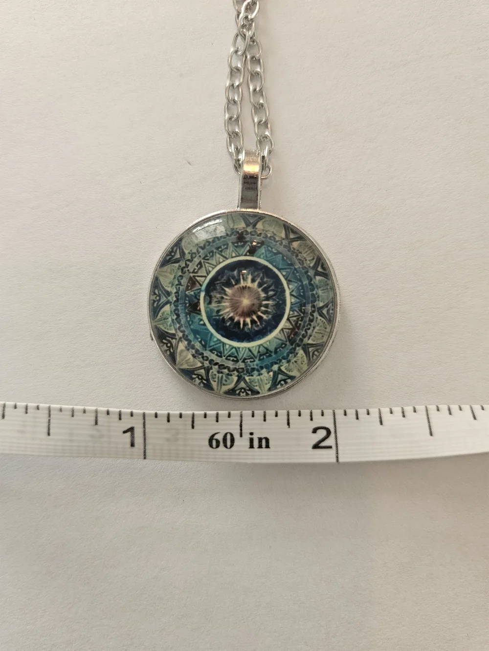 NWT Silver Blue Sunburst Set Necklace Bracelet Earrings Artisan Bohemian